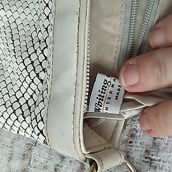 Whiting & Davis vintage metal mesh off-white crossbody purse bag - Picture 8 of 15
